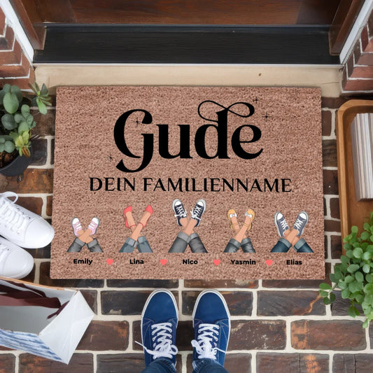 Personalisierte Familie Fußmatte Gude Dunkelbraun für Zuhause