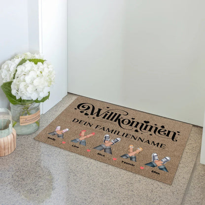 Fußmatte Braun Hell mit Namen Herzlich Willkommen personalisierte Geschenke 3