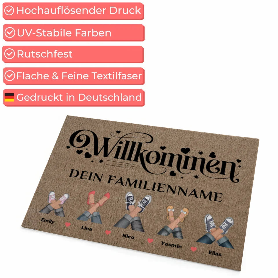 Fußmatte Braun Hell mit Namen Herzlich Willkommen personalisierte Geschenke 4