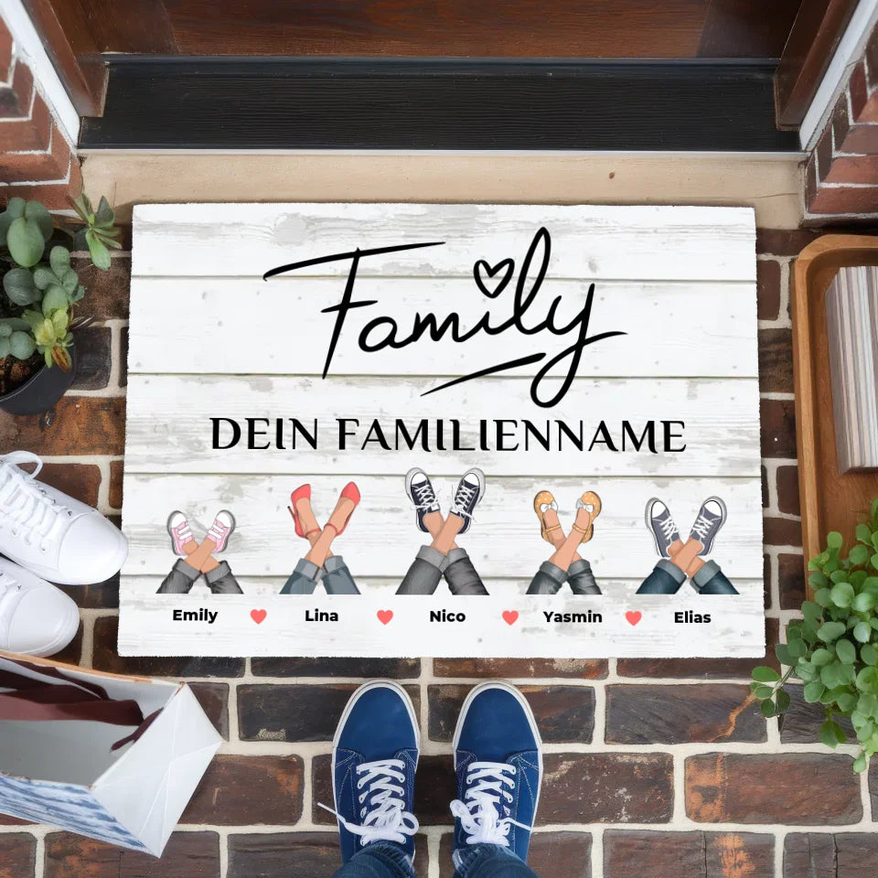 Personalisierte Familie Fußmatte Vintage Weiß Sehr Individualisiert