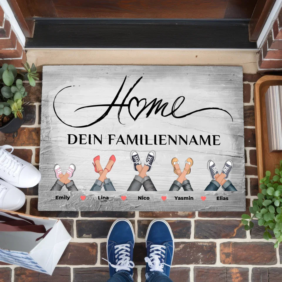 Personalisierte Familien Fußmatte Vintage Holz Grau Home Dekor 1