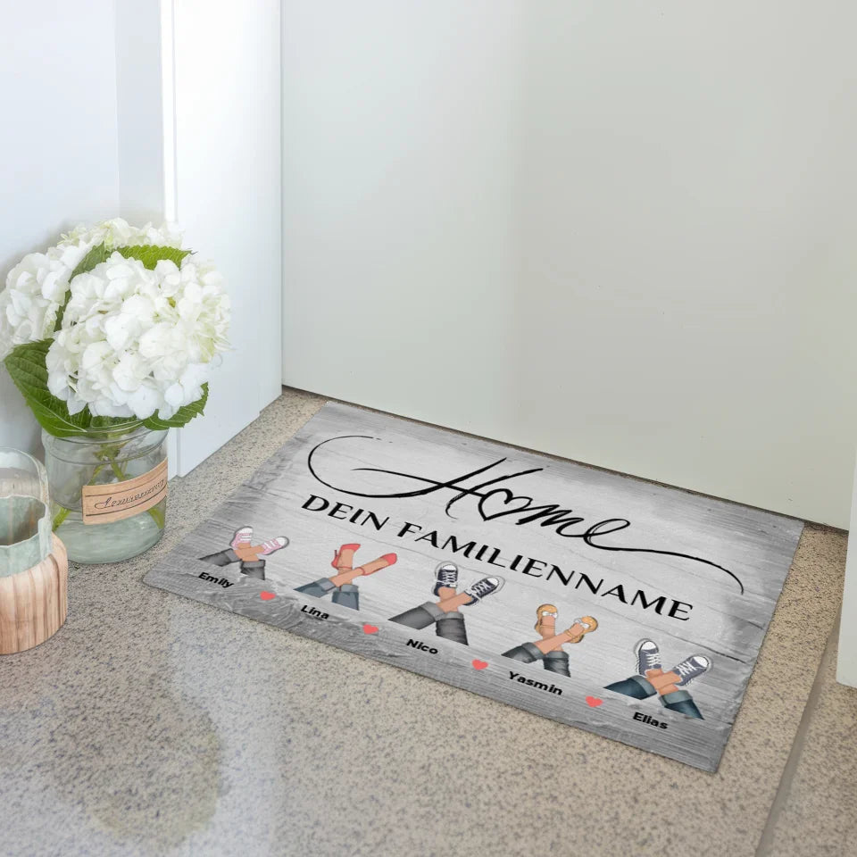Personalisierte Familien Fußmatte Vintage Holz Grau Home Dekor 3