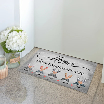 Personalisierte Familien Fußmatte Vintage Holz Grau Home Dekor 3