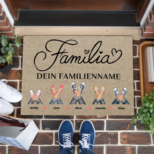 Personalisierte Familie Fußmatte Beige mit Namen für Familie Auf Spanisch