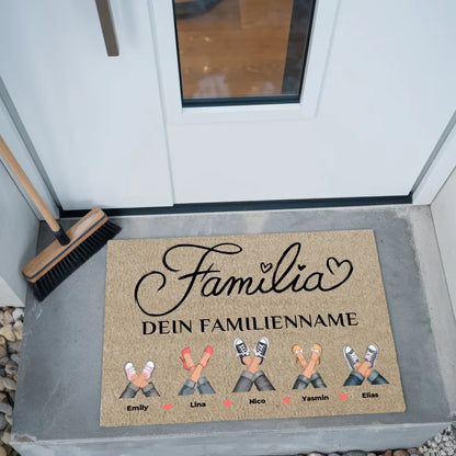 Personalisierte Familie Fußmatte Beige mit Namen für Familie Auf Spanisch