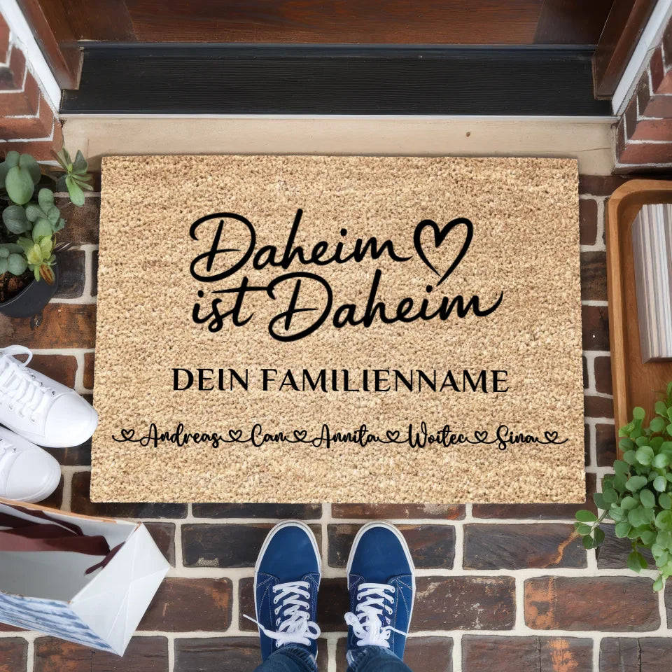 Fußmatte personalisiert Daheim Ist Daheim Braun Geschenkidee 1
