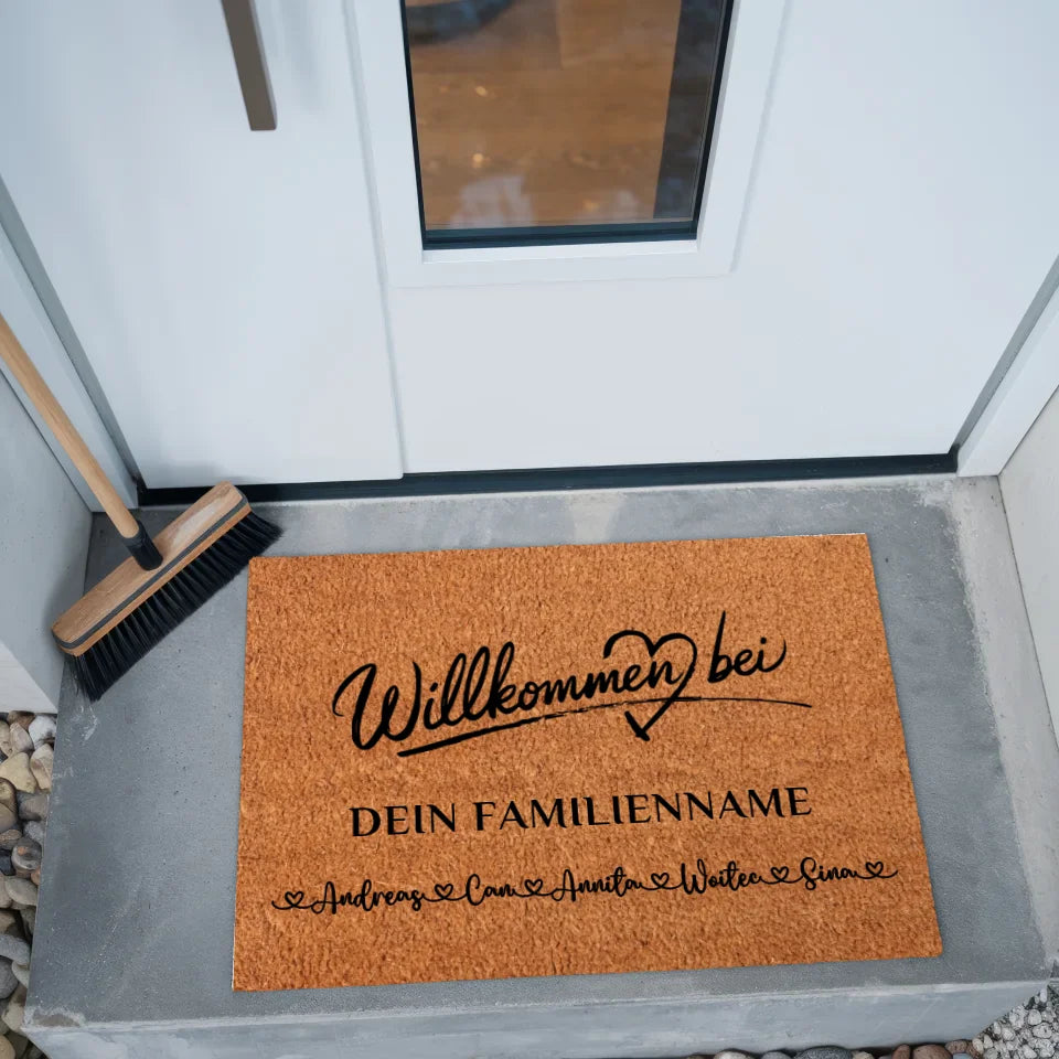 Familien Fußmatte mit Namen Willkommen Bei Braun personalisiert