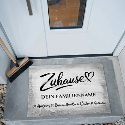 Personalisierte Fußmatte Vintage Holz Grau für Zuhause