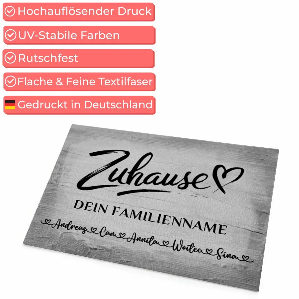 Personalisierte Fußmatte Vintage Holz Grau für Zuhause