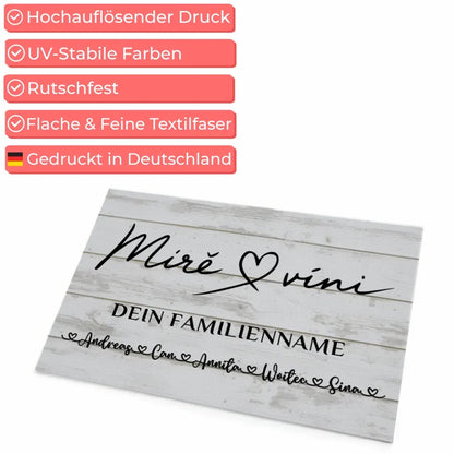 Fußmatte personalisiert Vintage Weiß Mirë Se Vini Willkommen