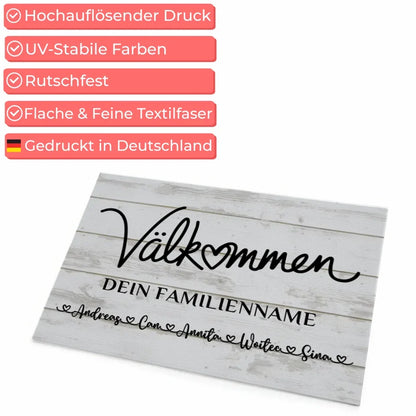 Personalisierte Fußmatte mit Namen Vintage Weiß Bun Venit