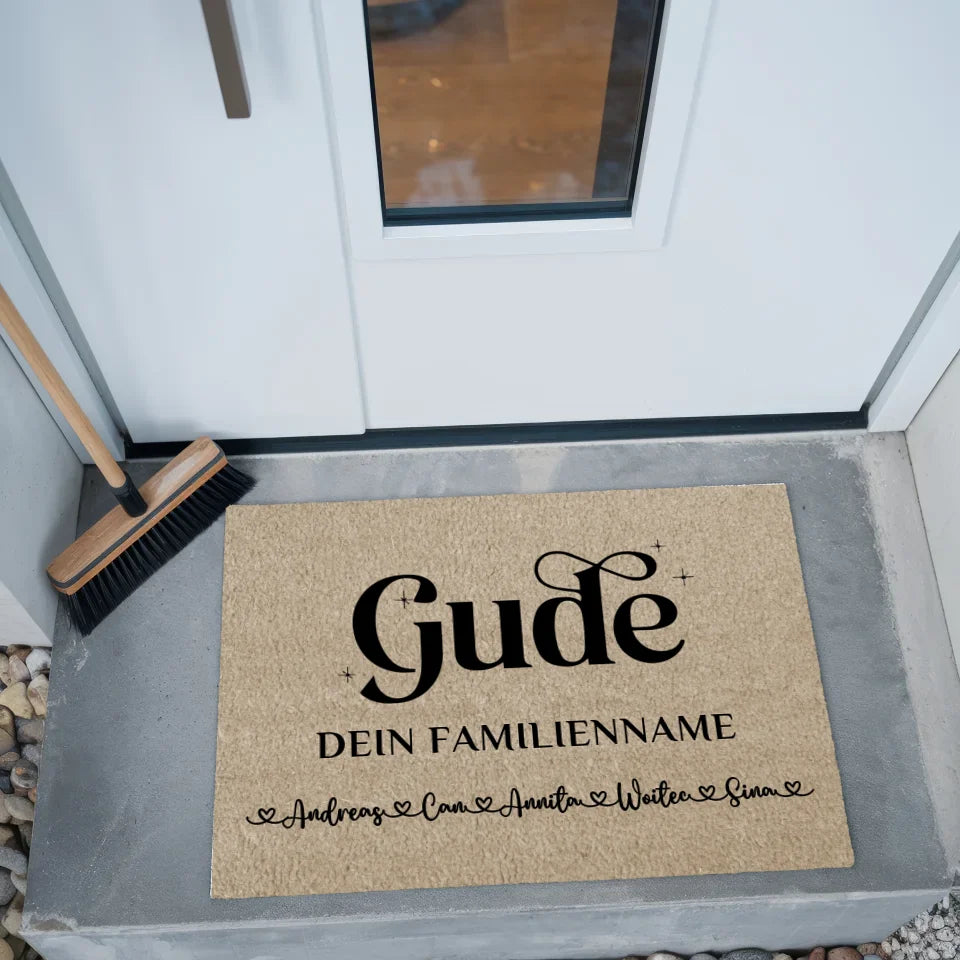 Personalisierte Fußmatte mit Namen Gude Beige für Zuhause