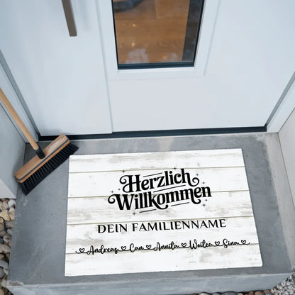 Vintage Weiß Fußmatte personalisiert Familie Welcome für dein Zuhause