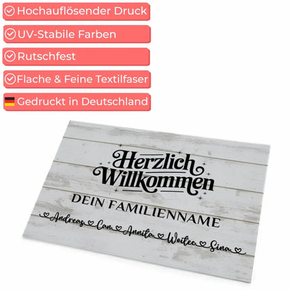 Vintage Weiß Fußmatte personalisiert Familie Welcome für dein Zuhause