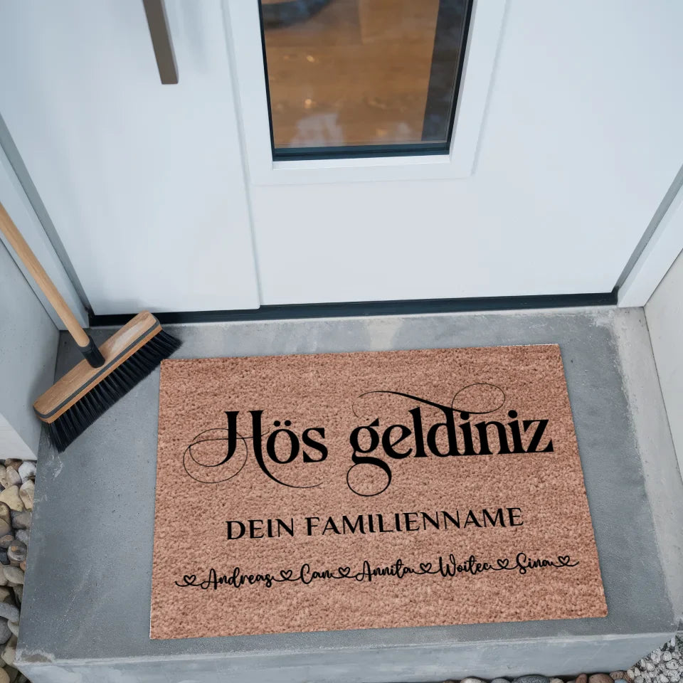 Personalisierte Fussmatte mit Namen Willkommen auf Türkisch Dunkelbraun 2