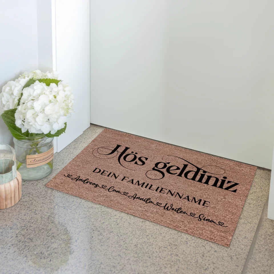 Personalisierte Fussmatte mit Namen Willkommen auf Türkisch Dunkelbraun 3