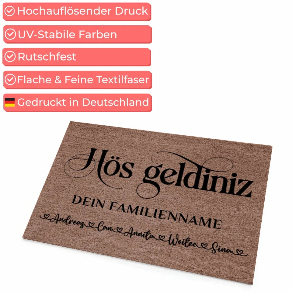 Personalisierte Fussmatte mit Namen Willkommen auf Türkisch Dunkelbraun 4