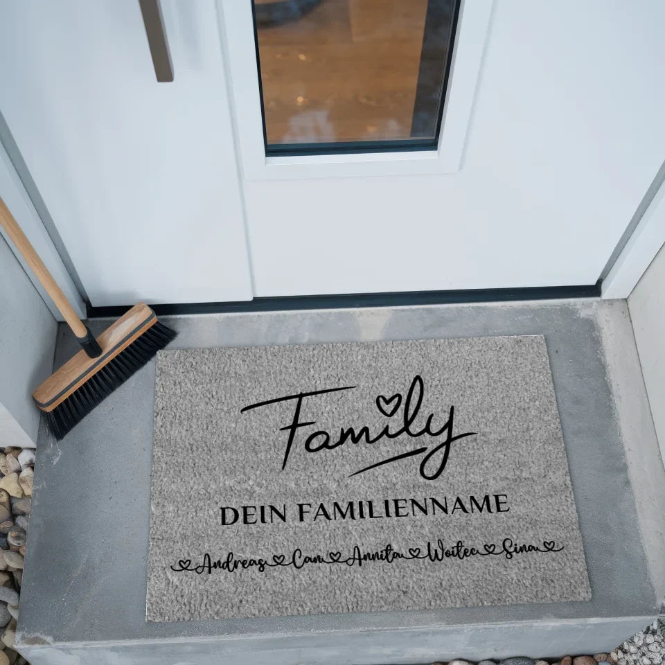 Personalisierte Fußmatte grau Familie Auf Englisch Family Geschenk 2