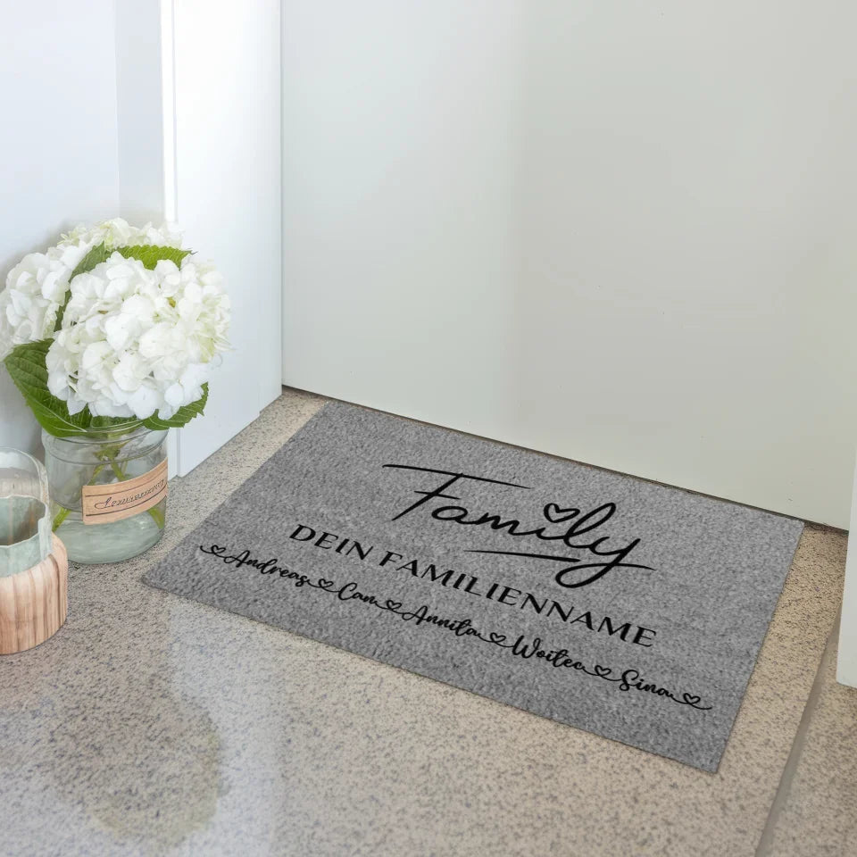 Personalisierte Fußmatte grau Familie Auf Englisch Family Geschenk 3