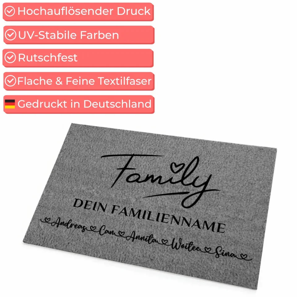 Personalisierte Fußmatte grau Familie Auf Englisch Family Geschenk 4