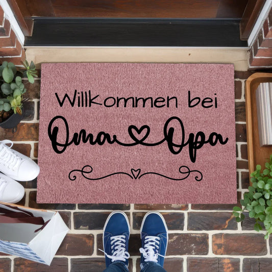 Personalisierte Fußmatte für Opa in Rosa als Geschenkidee