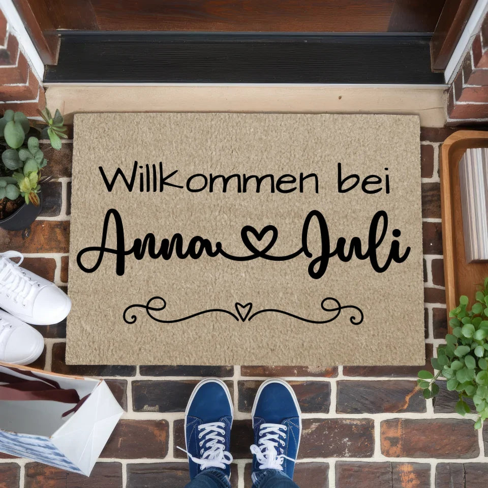 Personalisierte Familie Fußmatte Beige für Beste Freundin Geschenk 1