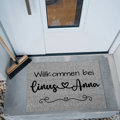 Personalisierte Fußmatte Familie Paare Grau Geschenkidee