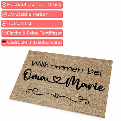 Personalisierte Fußmatte für Oma in Braun Geschenkidee