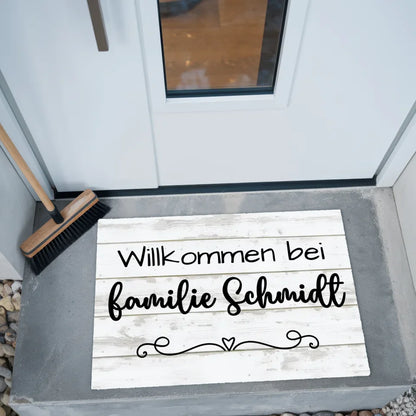 Personalisierte Familien Fußmatte mit Namen Vintage Weiß Sehr Hochwertig