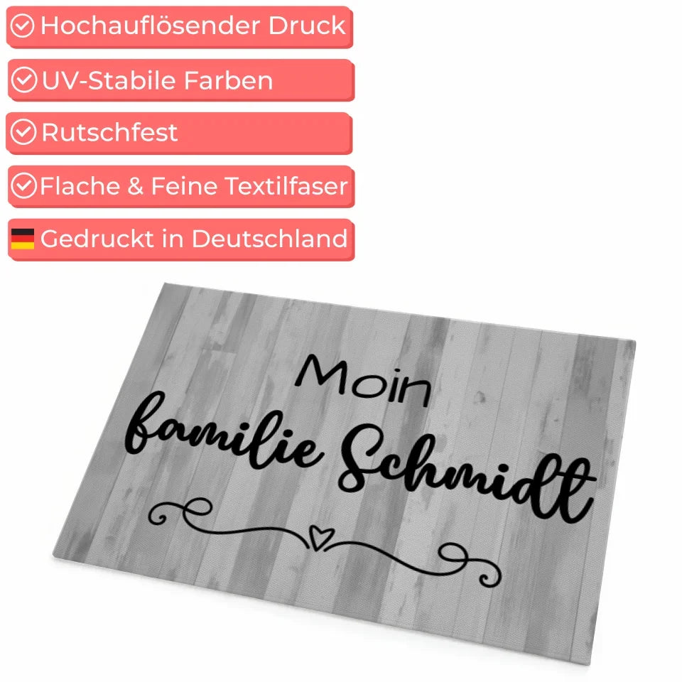 Personalisierte Familien Fußmatte mit Namen Schwarz Weiß 4