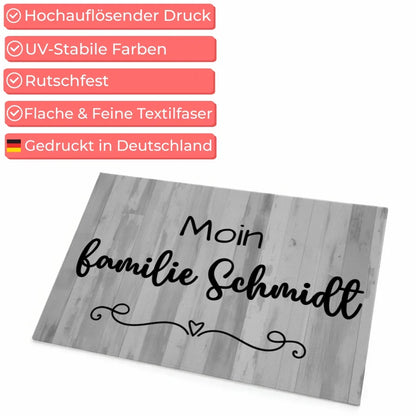 Personalisierte Familien Fußmatte mit Namen Schwarz Weiß 4