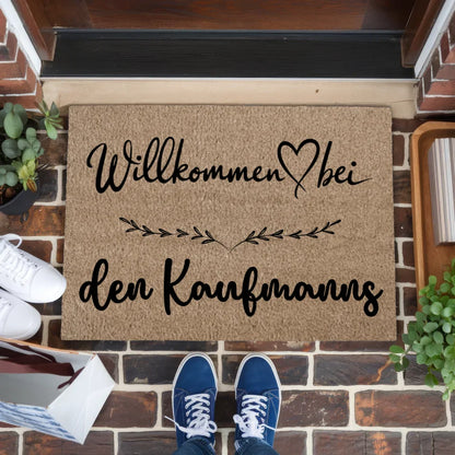 Personalisierte Familie Fußmatte mit Namen Willkommen Bei Braun Hell 1