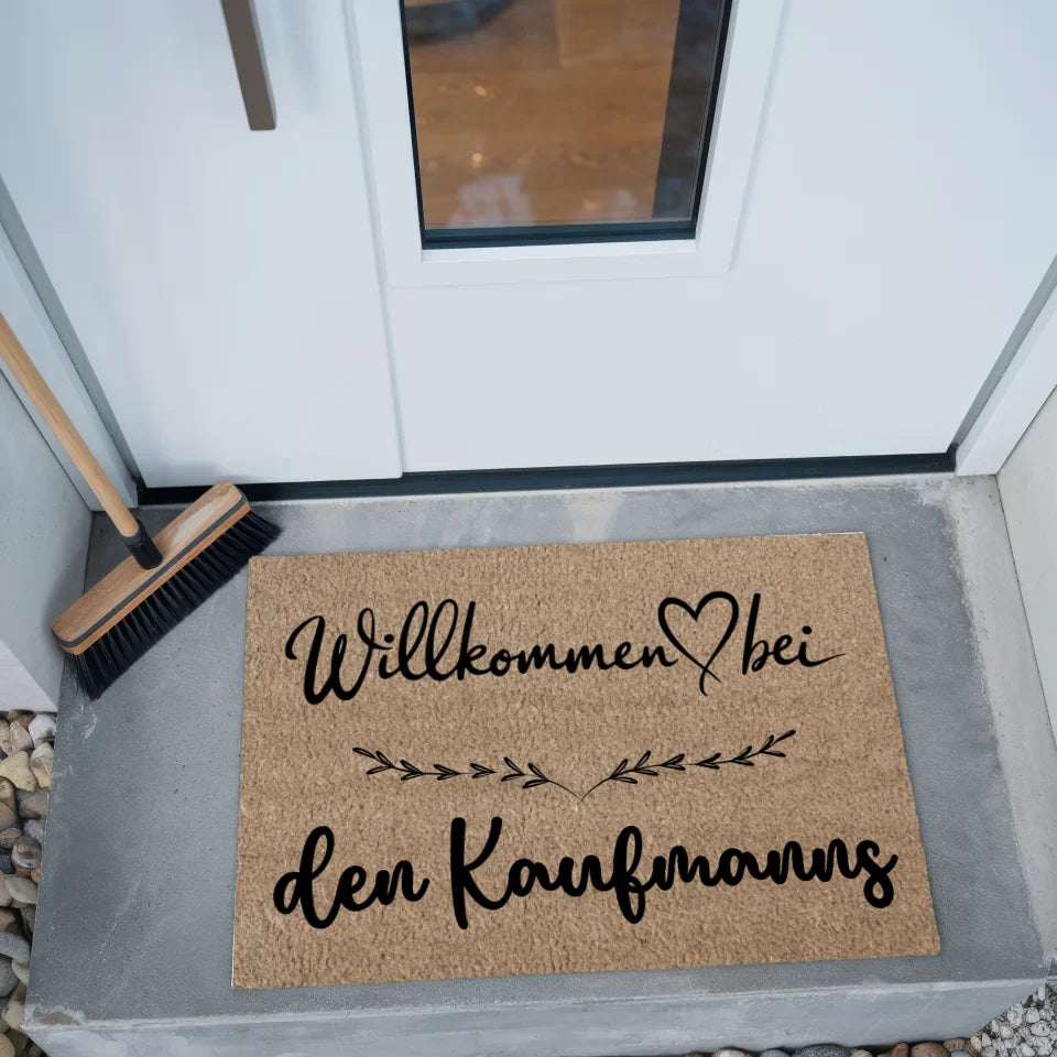 Personalisierte Familie Fußmatte mit Namen Willkommen Bei Braun Hell 2