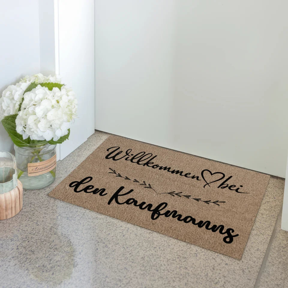Personalisierte Familie Fußmatte mit Namen Willkommen Bei Braun Hell 3