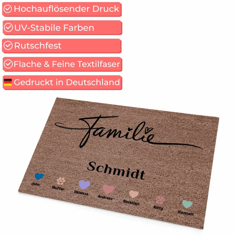 Personalisierte Familie Fußmatte für Ihr Zuhause gestalten