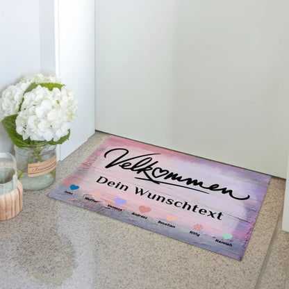 Familien Fußmatte mit Namen Willkommen Auf Dänisch Velkommen Herzen Haustiere 3