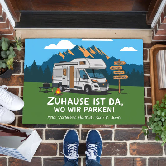 Personalisierte Fußmatte Camping Zuhause Is Da Wo Wir Parken