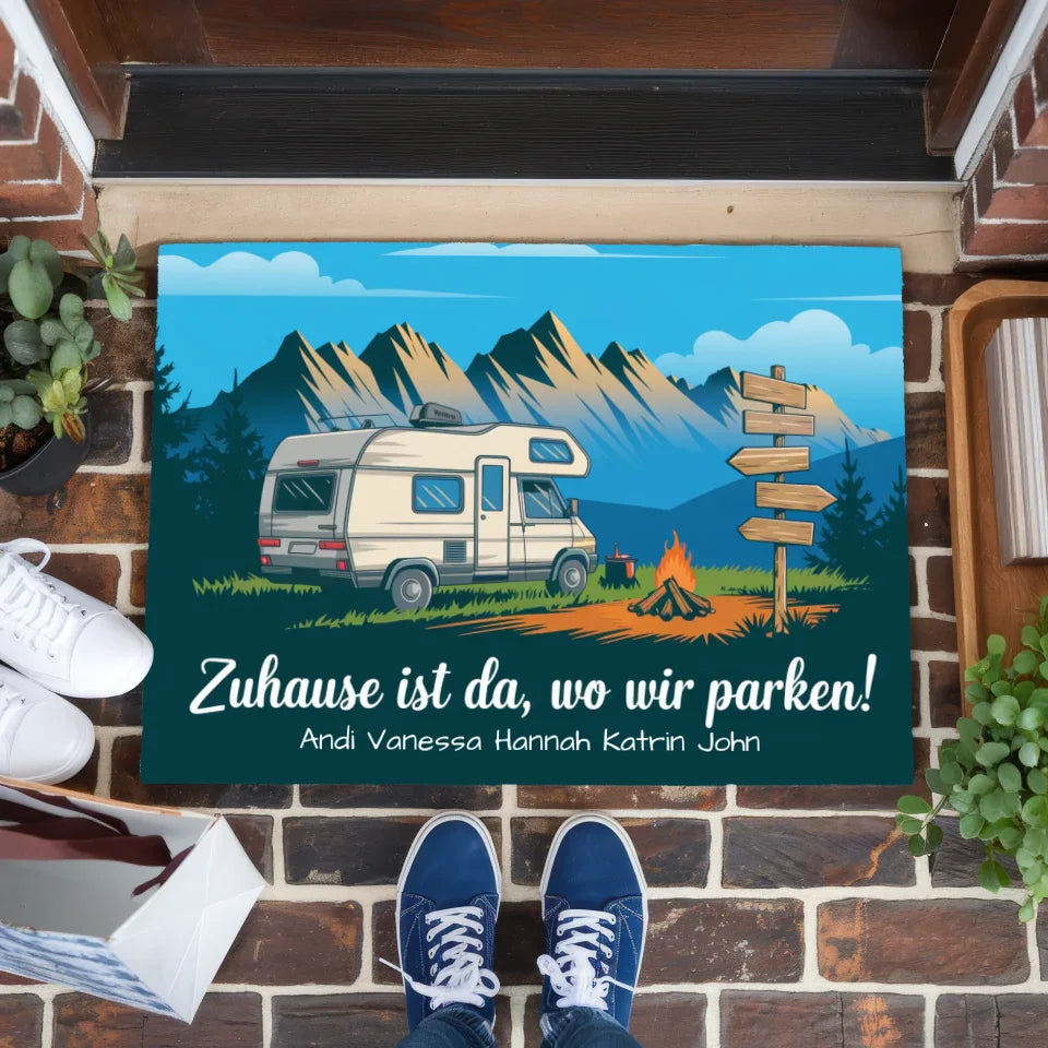 Personalisierte Fußmatte Familie Campen Zuhause Ist Da Wo Wir Parken