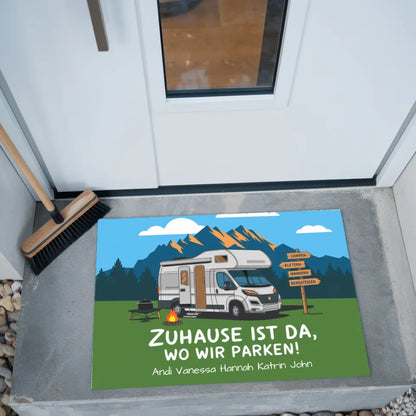 Personalisierte Fußmatte Camping Zuhause Is Da Wo Wir Parken