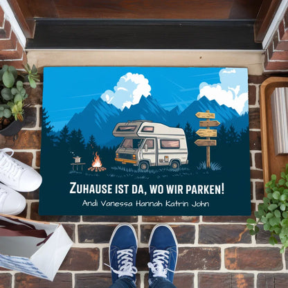 Personalisierte Familie Fußmatte mit Namen Camping Zuhause Ist Da Wo Wir Parken