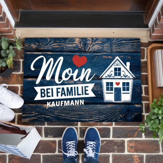 Fußmatte personalisiert Familie Moin für Ihr Zuhause gestalten 1