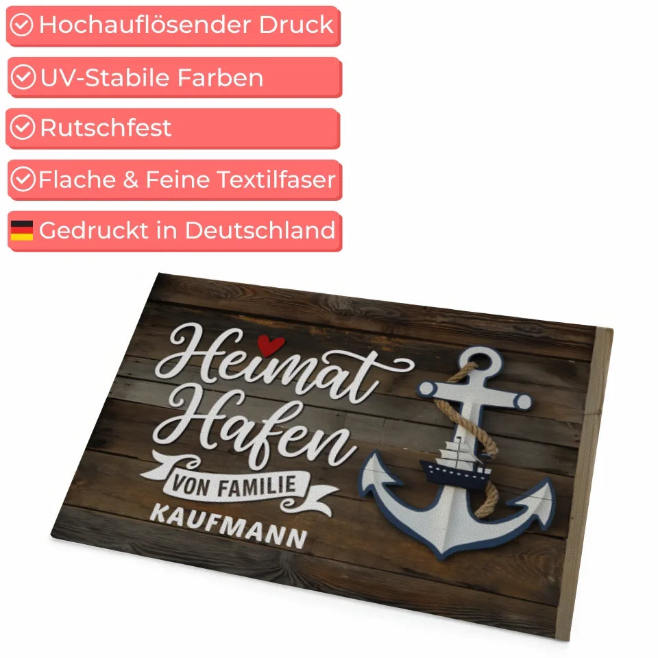 Personalisierte Fußmatte Heimat Hafen für dein Zuhause gestalten