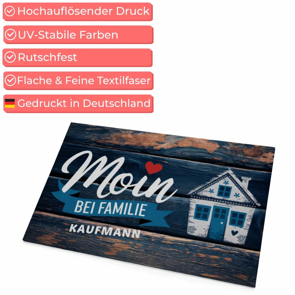 Personalisierte Familie Fußmatte Moin für dein Zuhause Geschenkidee