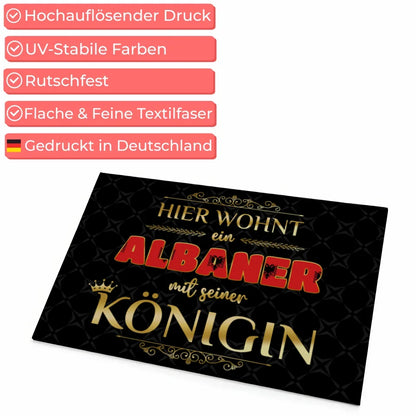 Fußmatte personalisiert Hier wohnt ein Albaner mit seiner Königin  Geschenk