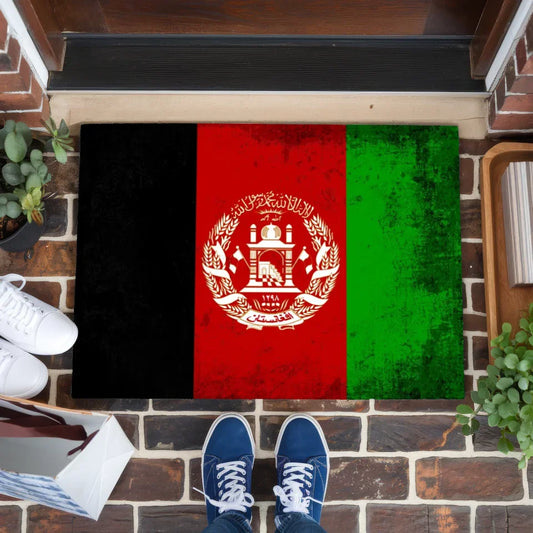 Personalisierte Fußmatte Afghanistan mit Länderflagge und Wunschtext