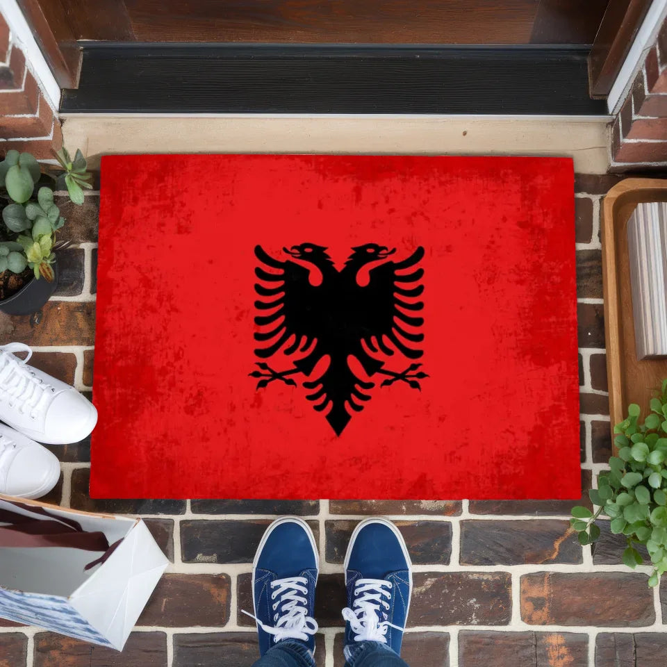 Fußmatte personalisiert mit Länderflagge und Wunschtext Albanien