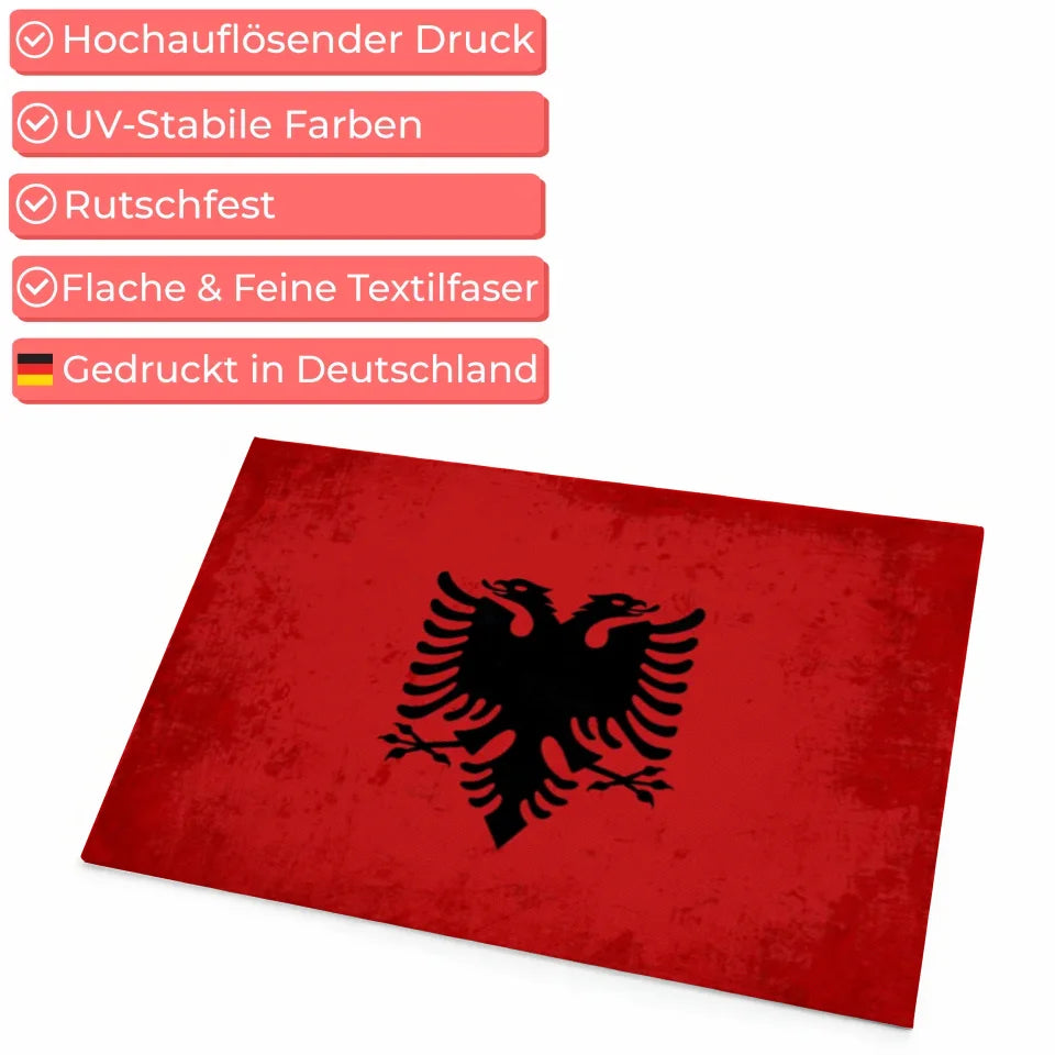 Fußmatte personalisiert mit Länderflagge und Wunschtext Albanien