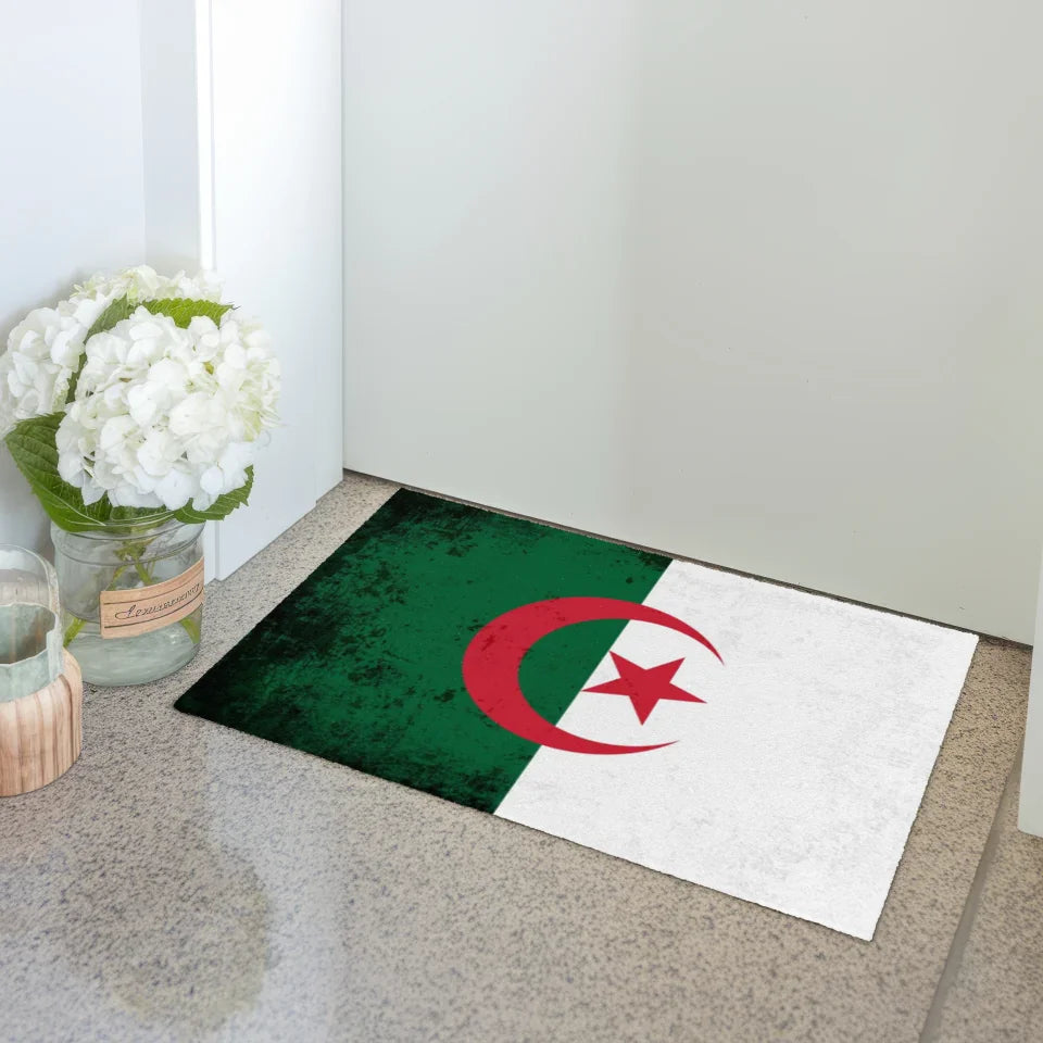 Personalisierte Fußmatte mit Länderflagge und Wunschtext Algerien