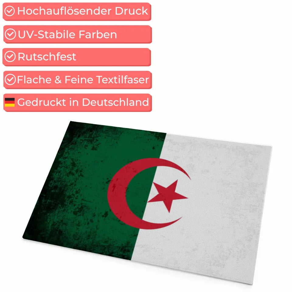 Personalisierte Fußmatte mit Länderflagge und Wunschtext Algerien