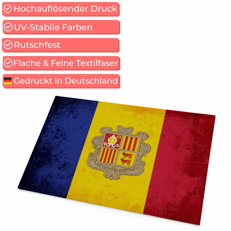 Personalisierte Fußmatte Andorra mit Länderflagge und Wunschtext